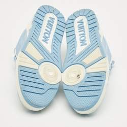 Pre Owned Louis Vuitton Blue/White Leather LV Trainer Low Top Sneakers Size 41.5