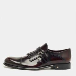 Pre Owned Louis Vuitton Burgundy Leather Norfolk Buckle Derby Size 43