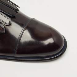 Pre Owned Louis Vuitton Burgundy Leather Norfolk Buckle Derby Size 43