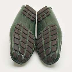 Pre Owned Louis Vuitton Green Leather Monte Carlo Slip On Loafers Size 41.5