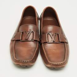 Pre Owned Louis Vuitton Brown Leather Monte Carlo Loafers Size 42