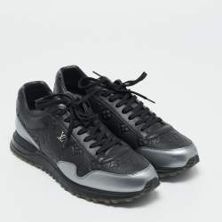 Pre Owned Louis Vuitton Two Monogram Leather Run Away Lace Up Sneakers Size 43
