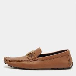 Pre Owned Louis Vuitton Brown Leather Hockenheim Loafers Size 42