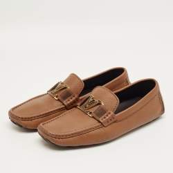 Pre Owned Louis Vuitton Brown Leather Hockenheim Loafers Size 42
