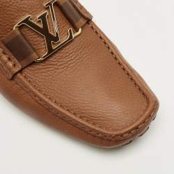 Pre Owned Louis Vuitton Brown Leather Hockenheim Loafers Size 42