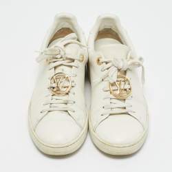 Pre Owned Louis Vuitton White Leather Frontrow Lace Up Sneakers Size 36