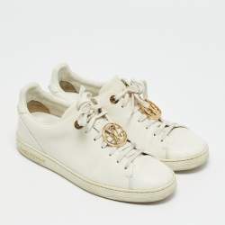 Pre Owned Louis Vuitton White Leather Frontrow Lace Up Sneakers Size 36