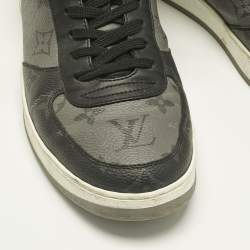 Pre Owned Louis Vuitton Grey/Black Monogram Canvas and Leather Rivoli Lace Up Sneakers  Size 39