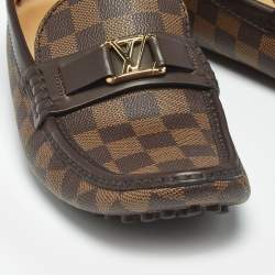 Pre Owned Louis Vuitton Brown Demier Canvas and Leather Hockenheim Loafers Size 42