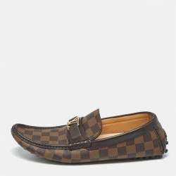 Pre Owned Louis Vuitton Brown Demier Canvas and Leather Hockenheim Loafers Size 42