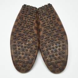 Pre Owned Louis Vuitton Brown Demier Canvas and Leather Hockenheim Loafers Size 42
