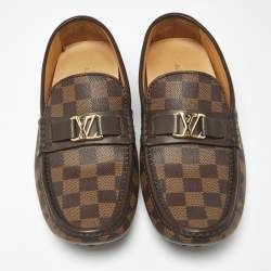 Pre Owned Louis Vuitton Brown Demier Canvas and Leather Hockenheim Loafers Size 42