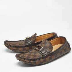 Pre Owned Louis Vuitton Brown Demier Canvas and Leather Hockenheim Loafers Size 42