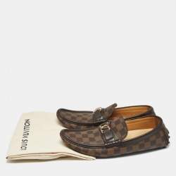 Pre Owned Louis Vuitton Brown Demier Canvas and Leather Hockenheim Loafers Size 42
