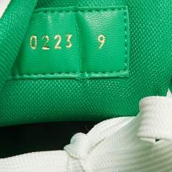 Pre Owned Louis Vuitton Green/White Leather LV Trainer Low Top Sneakers Size 43