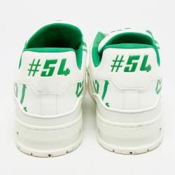 Pre Owned Louis Vuitton Green/White Leather LV Trainer Low Top Sneakers Size 43