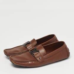 Pre Owned Louis Vuitton Brown Leather Monte Carlo Loafers Size 42.5