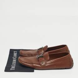 Pre Owned Louis Vuitton Brown Leather Monte Carlo Loafers Size 42.5