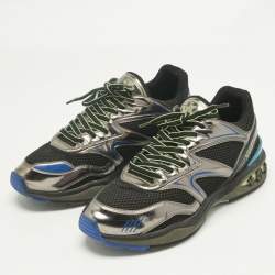 Pre Owned Louis Vuitton Tricolor Mesh and Patent Leather lv trail Lace Up Sneakers Size 42