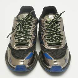 Pre Owned Louis Vuitton Tricolor Mesh and Patent Leather lv trail Lace Up Sneakers Size 42