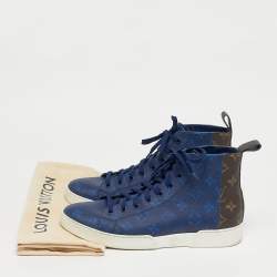 Pre Owned Louis Vuitton Blue/Brown Monogram Canvas Match Up High Top Sneakers Size 41