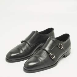 Pre Owned Louis Vuitton Black Epi Leather Double Buckle Monk Strap Size 43