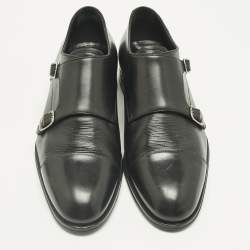 Pre Owned Louis Vuitton Black Epi Leather Double Buckle Monk Strap Size 43