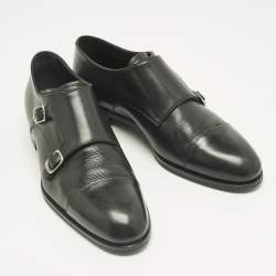 Pre Owned Louis Vuitton Black Epi Leather Double Buckle Monk Strap Size 43