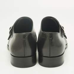 Pre Owned Louis Vuitton Black Epi Leather Double Buckle Monk Strap Size 43