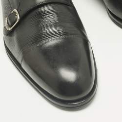 Pre Owned Louis Vuitton Black Epi Leather Double Buckle Monk Strap Size 43
