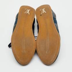 Pre Owned Louis Vuitton Blue/Grey Fabric and Suede Low Top Sneakers Size 41