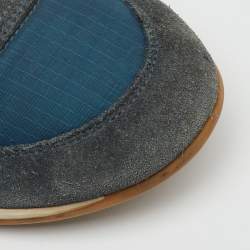 Pre Owned Louis Vuitton Blue/Grey Fabric and Suede Low Top Sneakers Size 41