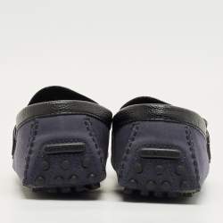 Pre Owned Louis Vuitton Navy Blue Fabric and Leather Hockenheim Loafers Size 44