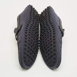 Pre Owned Louis Vuitton Navy Blue Fabric and Leather Hockenheim Loafers Size 44