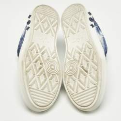 مملوكة مسبقًا Louis Vuitton Richelieu LV Ollie Size 42 Navy Blue Canvas and Suede Lace Up Sneakers