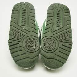 مملوكة مسبقًا Louis Vuitton LV Trainer Maxi Size 40 Green/White Fabric and Leather Lace Up Sneakers