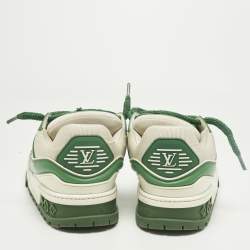 مملوكة مسبقًا Louis Vuitton LV Trainer Maxi Size 40 Green/White Fabric and Leather Lace Up Sneakers