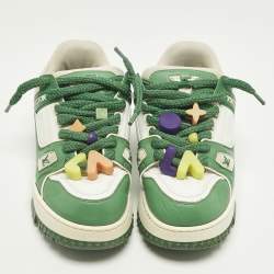 مملوكة مسبقًا Louis Vuitton LV Trainer Maxi Size 40 Green/White Fabric and Leather Lace Up Sneakers