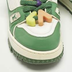 مملوكة مسبقًا Louis Vuitton LV Trainer Maxi Size 40 Green/White Fabric and Leather Lace Up Sneakers