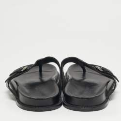 Pre Owned صندل بإصبع لويس فيتون دامير جلد أسود مسطح مقاس 43