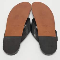 Pre Owned صندل بإصبع لويس فيتون دامير جلد أسود مسطح مقاس 43