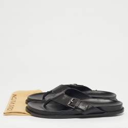 Pre Owned صندل بإصبع لويس فيتون دامير جلد أسود مسطح مقاس 43