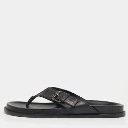 Pre Owned صندل بإصبع لويس فيتون دامير جلد أسود مسطح مقاس 43