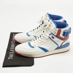 مملوكة مسبقًا Louis Vuitton Rivoli Size 42 White/Blue Leather High Top Sneakers