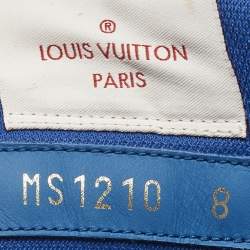 مملوكة مسبقًا Louis Vuitton Rivoli Size 42 White/Blue Leather High Top Sneakers