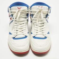 مملوكة مسبقًا Louis Vuitton Rivoli Size 42 White/Blue Leather High Top Sneakers