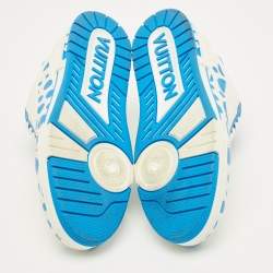 Pre Owned Louis Vuitton LV Trainer Size 43 White/Blue Leather Lace Up Sneakers