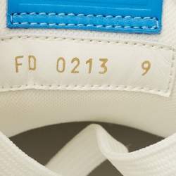 Pre Owned Louis Vuitton LV Trainer Size 43 White/Blue Leather Lace Up Sneakers