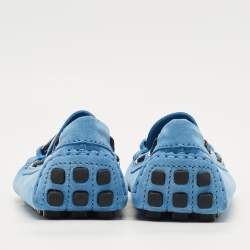 Pre Owned حذاء لوفرز لوي فيتون سليب سويدي أزرق مقاس 42.5