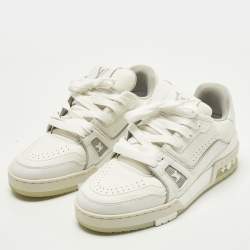 Pre Owned Louis Vuitton LV Trainer Size 35 White Leather Lace Up Sneakers